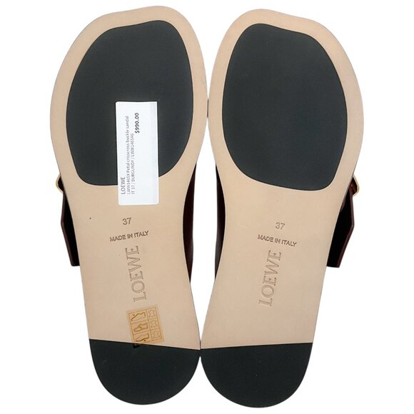 Loewe Burgundy Leather Petal Belt Flat Sandals - Picture 7 of 7